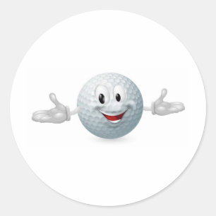Pegatina Redonda Mascota de la pelota de golf