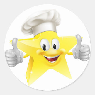 Pegatina Redonda Mascota del cocinero de la estrella