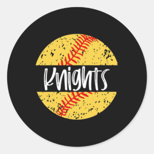 Pegatina Redonda Mascota del equipo de softbol Knights Espíritu esc