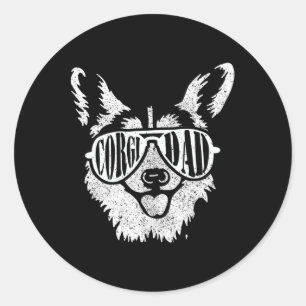 Pegatina Redonda Mascota galés Corgi Dad