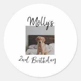 Pegatina Redonda Mascota gato perro foto de cumpleaños animal simpl