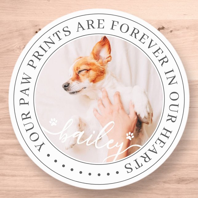 Pegatina Redonda Mascota Memorial Paw Imprime Corazones Elegante Fo (Subido por el creador)