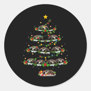 Pegatina Redonda Mascota Noche Animal Luces Santa Anteater Navidade