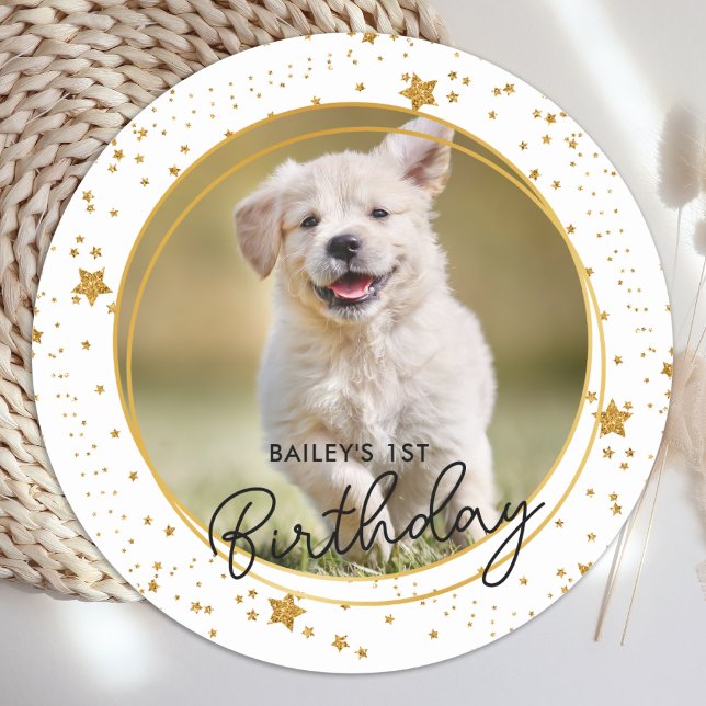 Pegatina Redonda Mascota personalizado Foto Purpurina de oro Estrel (Subido por el creador)