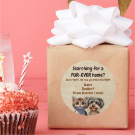 Pegatina Redonda Mascota Pop-By Realtor Puppy Kitten Vet