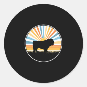 Pegatina Redonda - Mascota Retro Sunset de Dog Mom Dog Dad