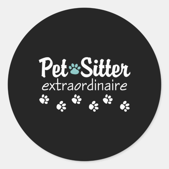 Pegatina Redonda Mascota Sitter Extraordinaire (Anverso)