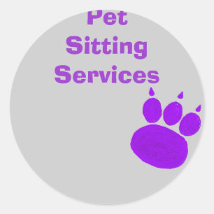 Pegatina Redonda Mascota Sitting Services Paw Print