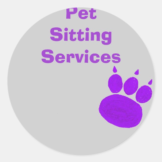 Pegatina Redonda Mascota Sitting Services Paw Print (Anverso)