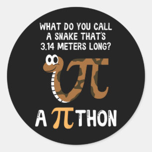 Pegatina Redonda Mascota Snake Math Pi Day Python