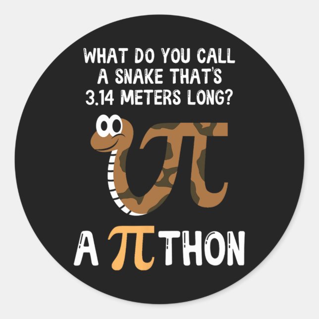 Pegatina Redonda Mascota Snake Math Pi Day Python (Anverso)