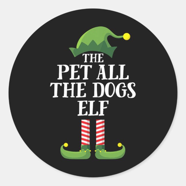 Pegatina Redonda Mascota Todos Los Perros Elf Grupo Familiar Parean (Anverso)