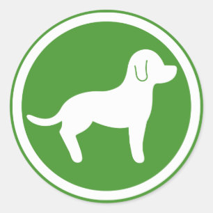 Pegatina Redonda Mascotas blancas y verdes bienvenidas