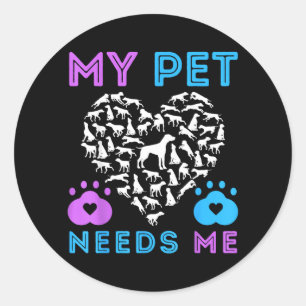 Pegatina Redonda Mascotas Necesitan Apoyo Emocional Mascotas Perro