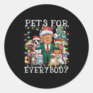 Pegatina Redonda Mascotas Para Todos Navidades Graciosos Trump