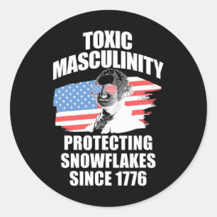 Pegatina Redonda Masculinidad Tóxica Republicana Bandera Americana