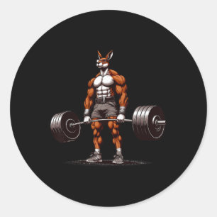 Pegatina Redonda Masculino Kangaroo Muerte Gimnasio Gracioso Levant