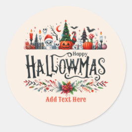 Pegatina Redonda Mashup Navidades de Halloween en Hallowmas