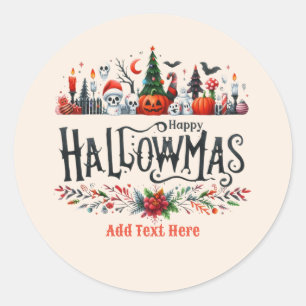 Pegatina Redonda Mashup Navidades de Halloween en Hallowmas