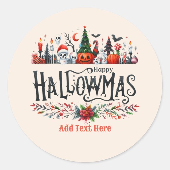 Pegatina Redonda Mashup Navidades de Halloween en Hallowmas (Anverso)