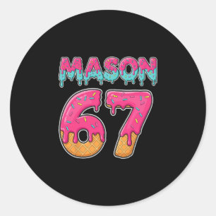 Pegatina Redonda Mason 67 Helado Divertido Seis Siete Meme Hombres 