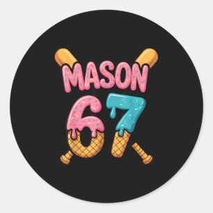 Pegatina Redonda Mason 67 Helado Goteo Béisbol