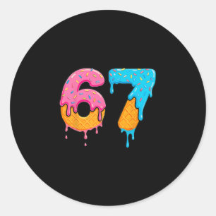 Pegatina Redonda Mason 67 Helado Goteo Meme Seis Siete 