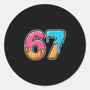 Pegatina Redonda Mason 67 Helado Goteo Meme Seis Siete Divertido (e