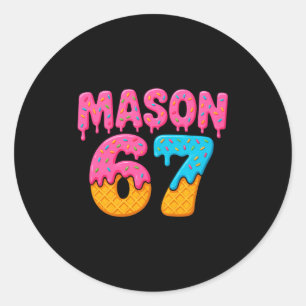 Pegatina Redonda Mason 67 Meme De Helado Divertido Seis Siete Mason