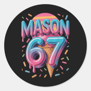 Pegatina Redonda Mason 67 Meme Helado Bysebyll Goteo _1 