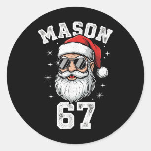 Pegatina Redonda Mason 67 Santa Navidad Genial Seis Siete Meme 