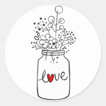 Mason Jar floral rústica Flor Boda blanco negro