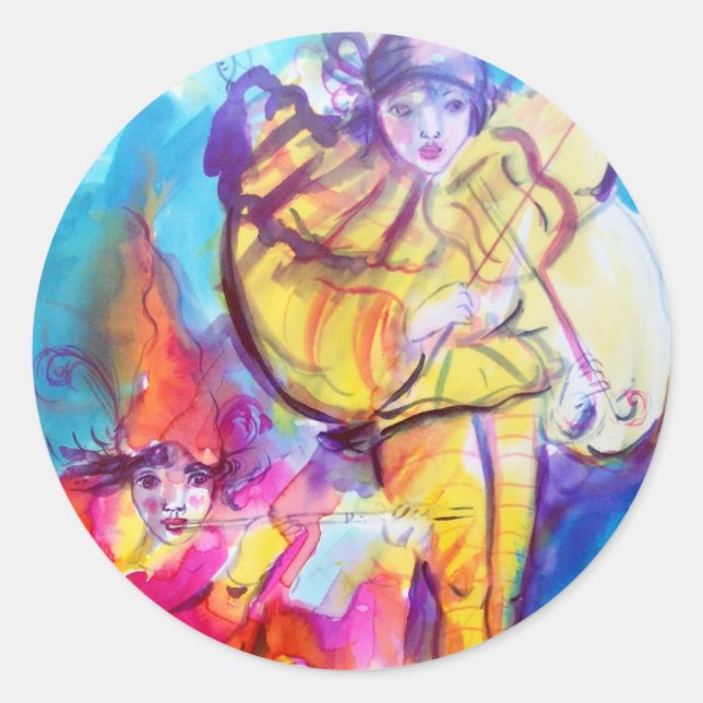 PEGATINA REDONDA MASQUERADE VENECIANO / NOCTURNA MUSICAL (Anverso)