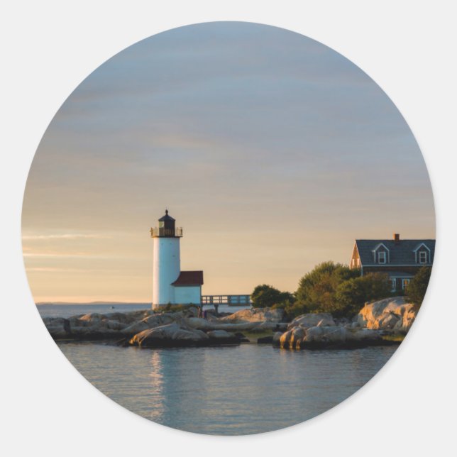 Pegatina Redonda Massachusetts, Gloucester, Annisquam, Annisquam (Anverso)