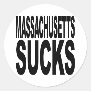 Pegatina Redonda Massachusetts Sucks