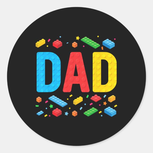 Pegatina Redonda Master Builder Building Bricks Blocks Family Fathe (Anverso)