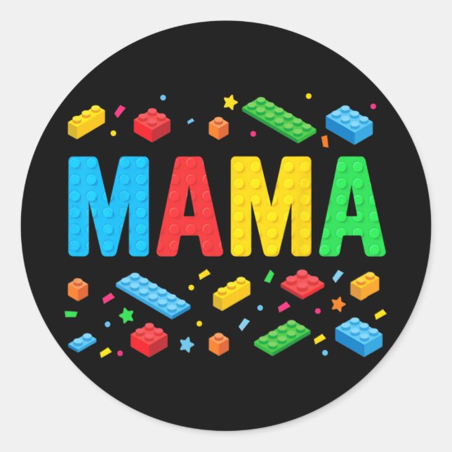 Pegatina Redonda Master Builder Building Bricks Bloquea Una Madre G (Anverso)