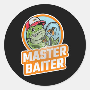Pegatina Redonda Master Byiter Vintage B Pescador Gracioso Angler 1