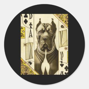 Pegatina Redonda Mastiff Art Design Tarot Dog Tattoo