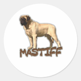 Pegatina Redonda Mastiff en inglés