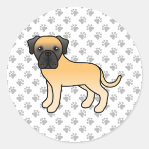Pegatina Redonda Mastín inglés cervato perro de dibujos animados li