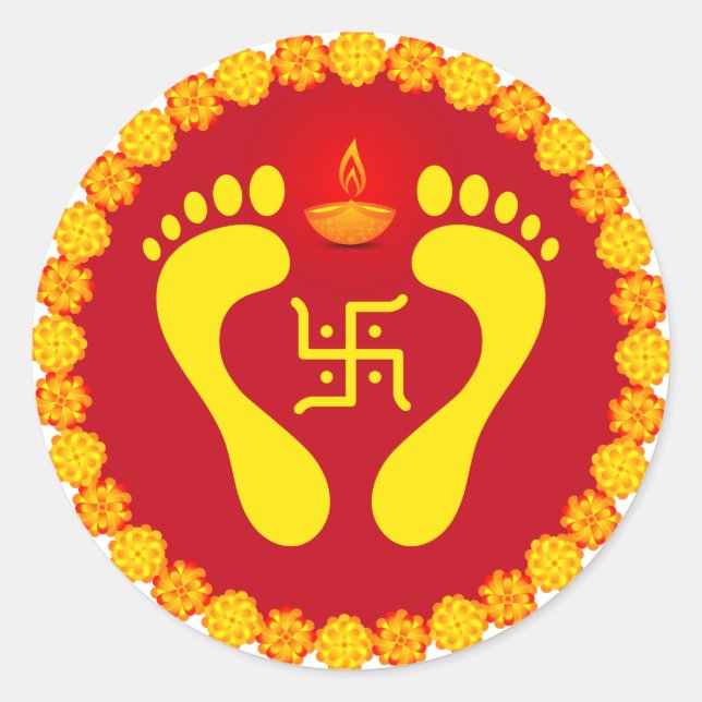 Pegatina Redonda Mata Lakshmi (Anverso)