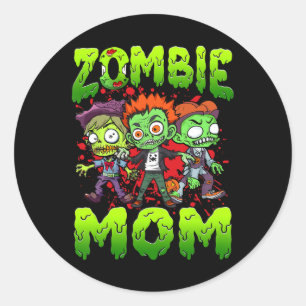 Pegatina Redonda Matanza zombiana Halloween Costume Familiar coinci