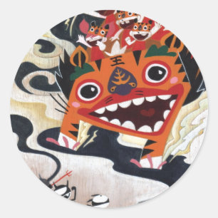 Pegatina Redonda Matarlos con hijas de Martin Hsu