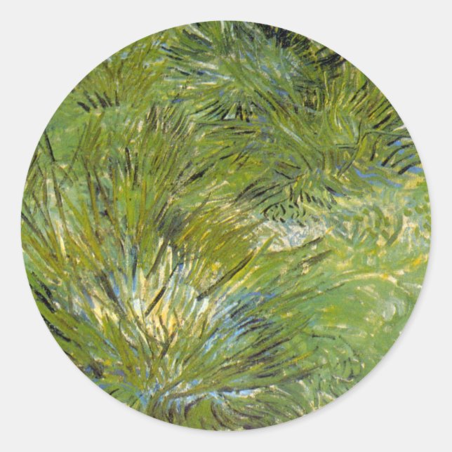Pegatina Redonda Matas de hierba por Vincent van Gogh (Anverso)
