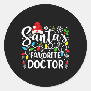 Pegatina Redonda Matc de familia de Navidades divertidos Médicos fa
