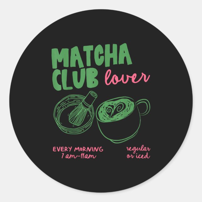 Pegatina Redonda Matcha Club Regular Or Ice Green Tea Matcha Latte  (Anverso)
