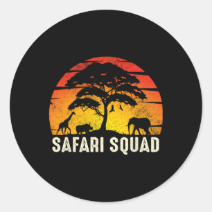 Pegatina Redonda Matchin divertido de Safari Squad familiar african