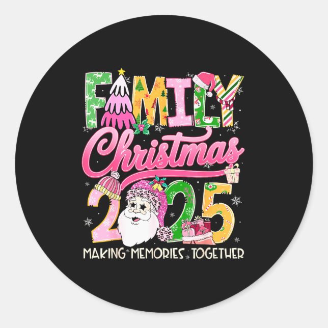 Pegatina Redonda Matching Family Christmas 2025 Xmas Making Memorie (Anverso)