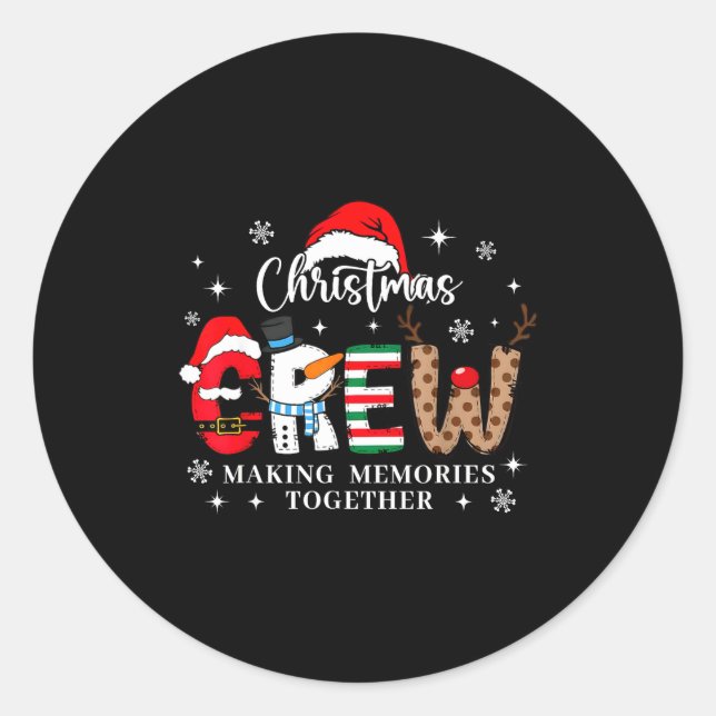 Pegatina Redonda Matching Family Christmas Crew Making Memories Tog (Anverso)